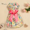 Beautiful Adorable Bright Color Dog Princess Dress Floral Print Pet Dog Puppy Bowknot Princess Dress Daily Wear