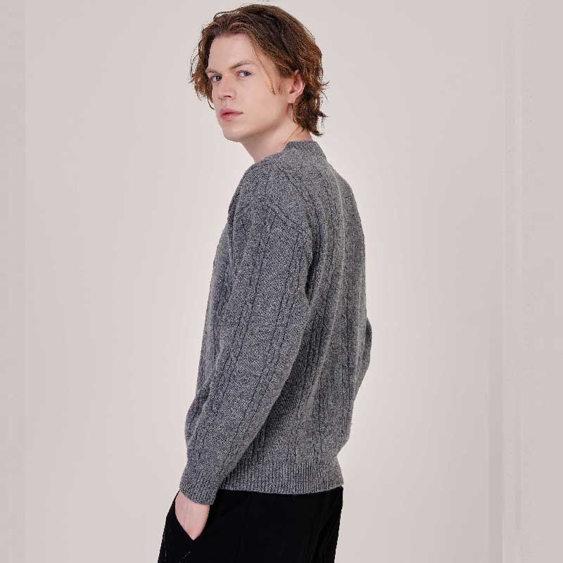 CUSTOMUS Men'S Wool Blend Cable Henley Neck Knit Cxs25Wsrtc25 Gry