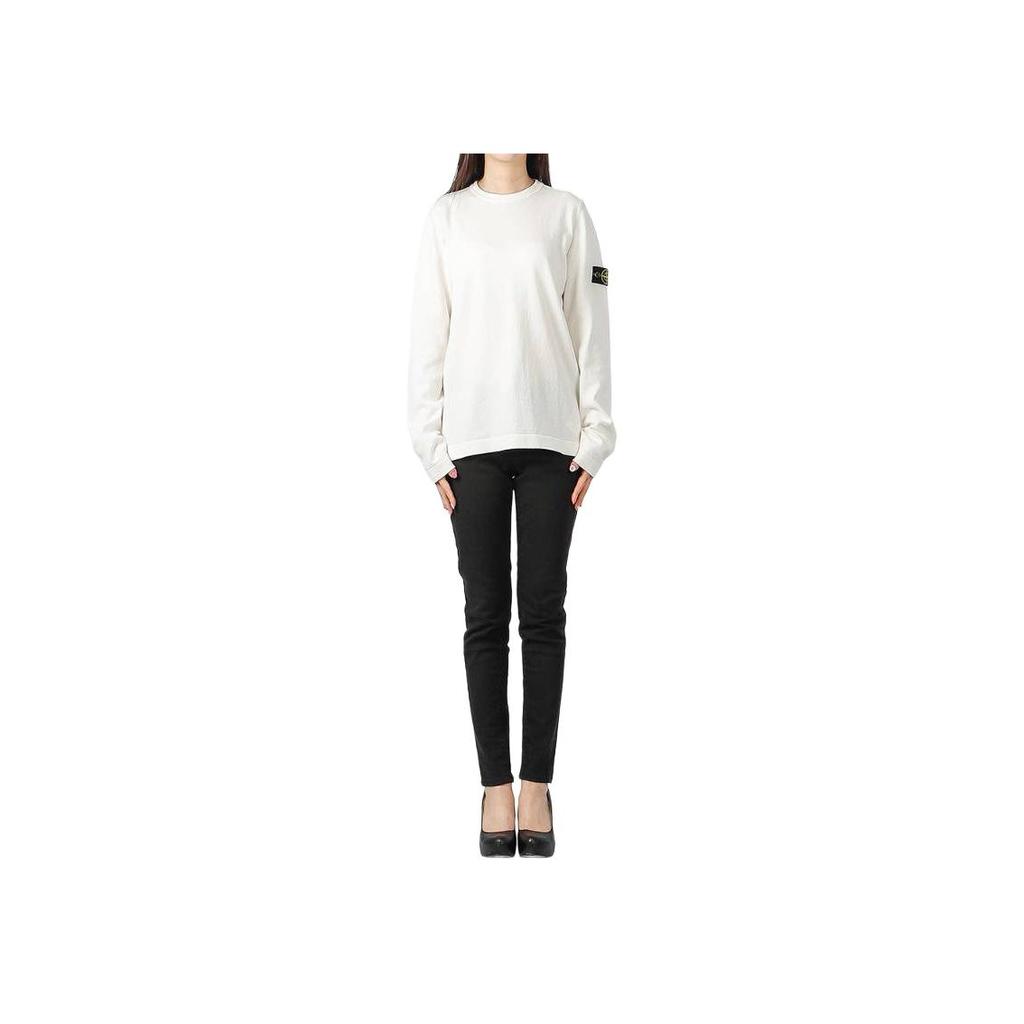 Stone Island Logo Round Neck Pullover Sweater Kids sweater White 7416509A2-V0093