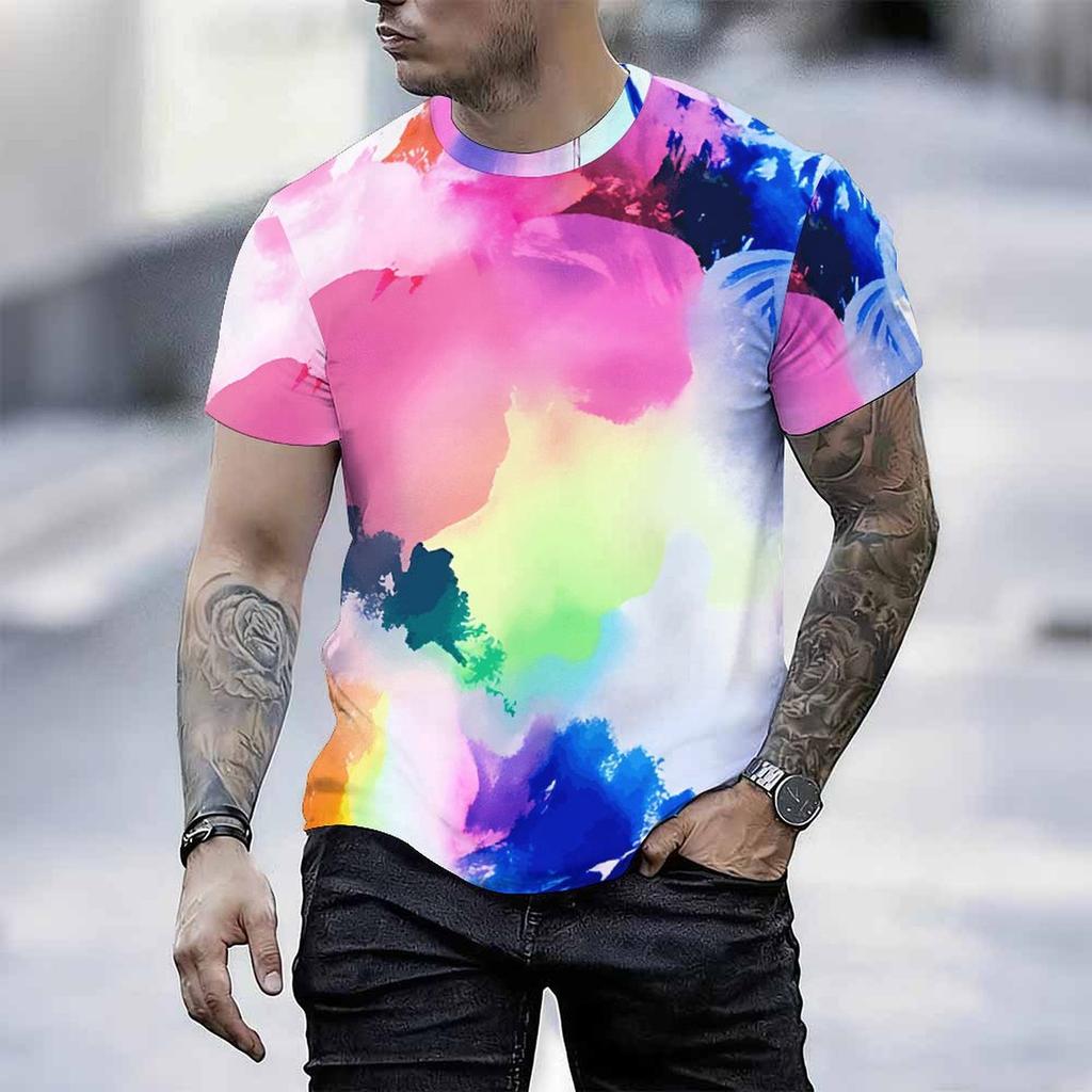 Women Short Sleeve Crew Neck T Shirt Dark Navy Pink Hibiscus Green Tropical Palm Leaf Print Top