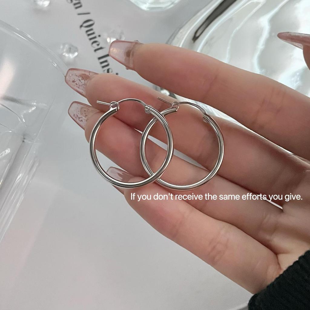S925 Sterling Silver Timeless Classic Hoop Earrings for Women – Versatile, Simple, and Elegant Large Round Ear Jewelry