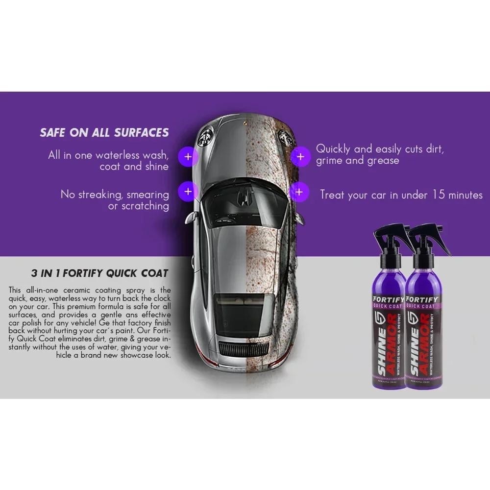 236ml Auto 3 In 1 Hydrophobic Quick Coat Ceramic Coating Car Polish Waterless Car Wash Shine Polymer Sealent Car Wax Spray Coat