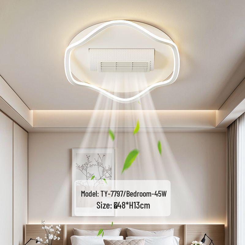Modern Smart Bladeless Ceiling Fan Light with Voice Control - Three-Color Options for Living Room/Bedroom, 110V