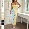 Independently Developed Women's Summer Sexy Printed Suspender-covering Long Dress