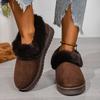 Fashion Furry Snow Boots for Women Winter New Round Toe Short Tube Thick Sole Plus Velvet Thick Non-slip Warm Cotton Shoes