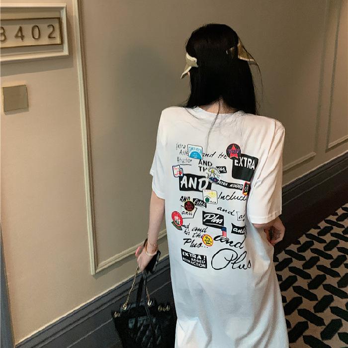 

YYFS Женская мода Лето Весна Рукава 1/2 Круглый вырез Свободная талия Повседневные платья M белый