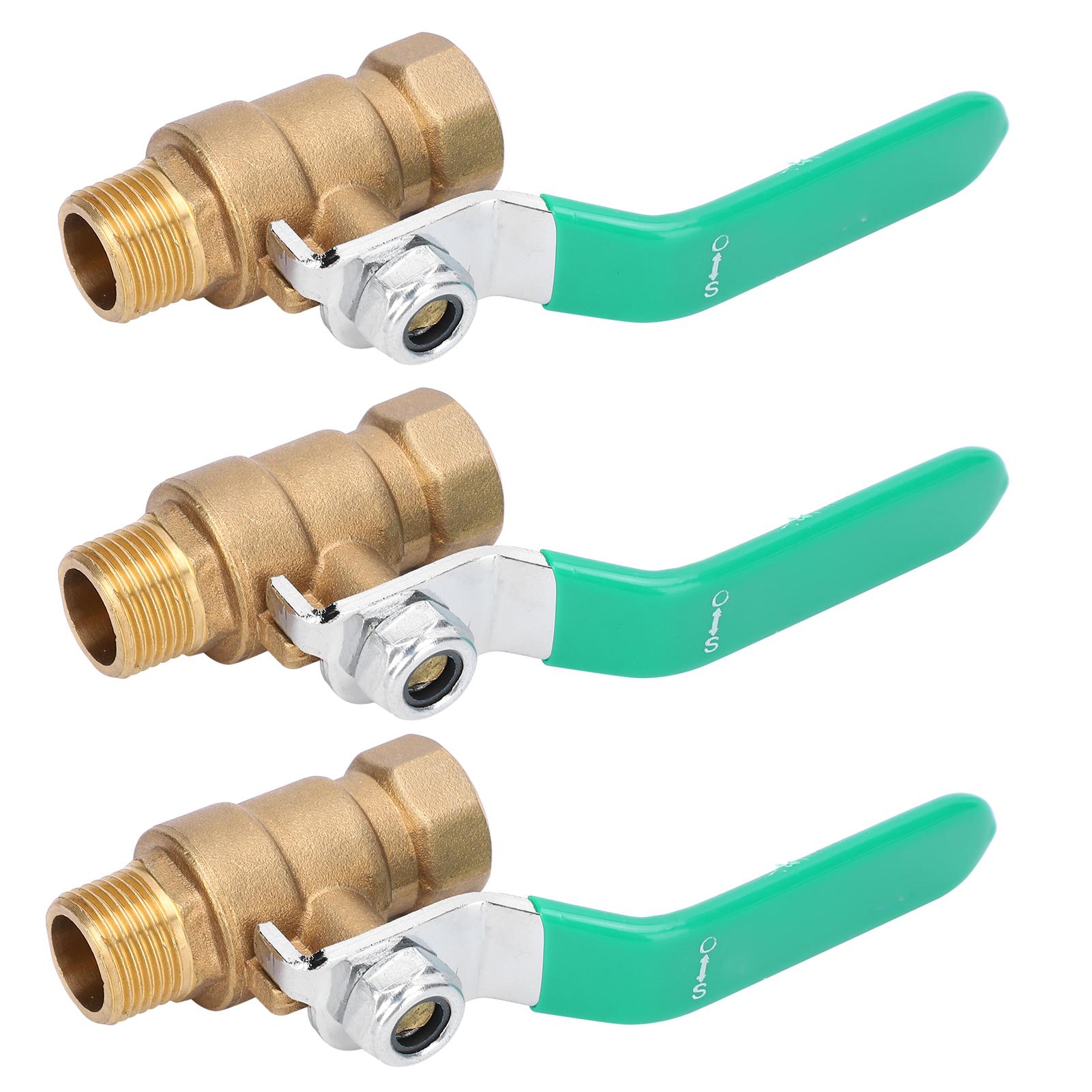 

3 шт. Кульовий кран потовщений 3/8 дюйма внутрішня та зовнішня різьба Труба водопровідна Запірний довговічний латунний перемикач