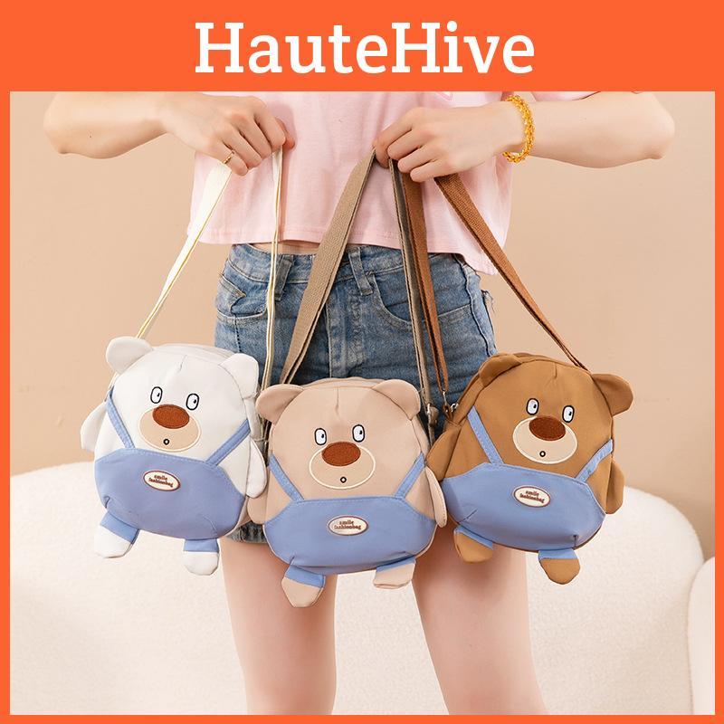 Anime Bear Kids Character Nylon Crossbody Bag With Breathable Fabric Activities