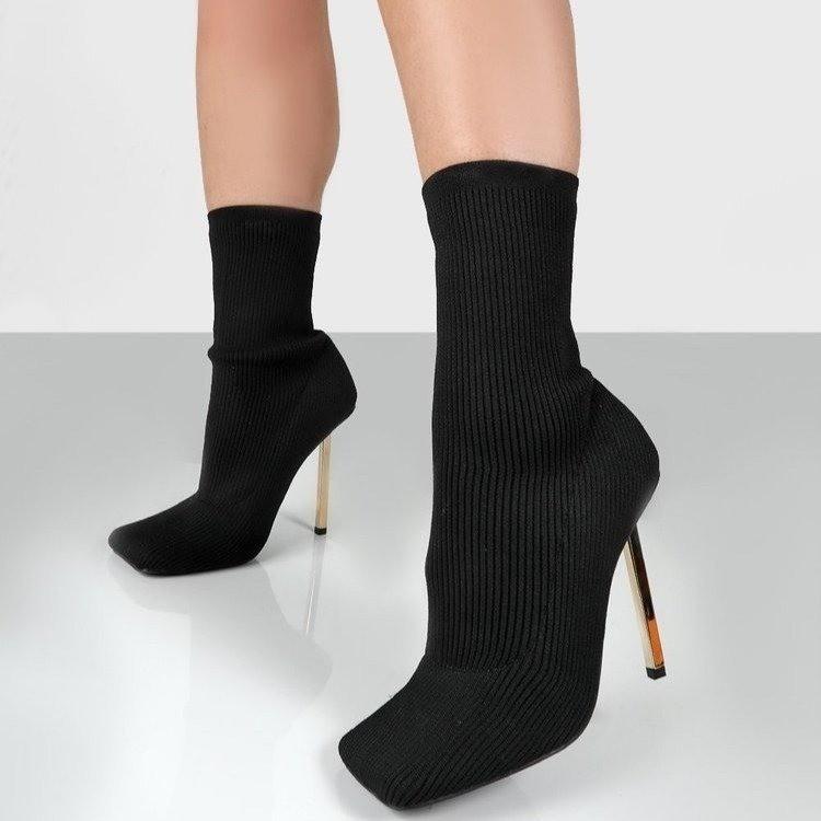 Projektowanie mody seksowne skarpetki buty dziewiarskie rozciągliwe buty wysokie obcasy dla kobiet modne buty jesienne zimowe botki botki