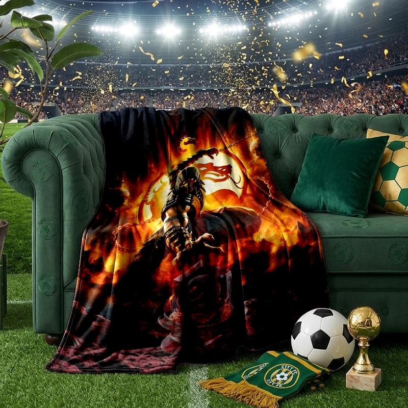 Dark Warrior's Mortal Kombat Blanket Flannel Throw for Sofa, Indoor, Camping, Living Room, Office, Chair, And Bed Soft Birthday Gift