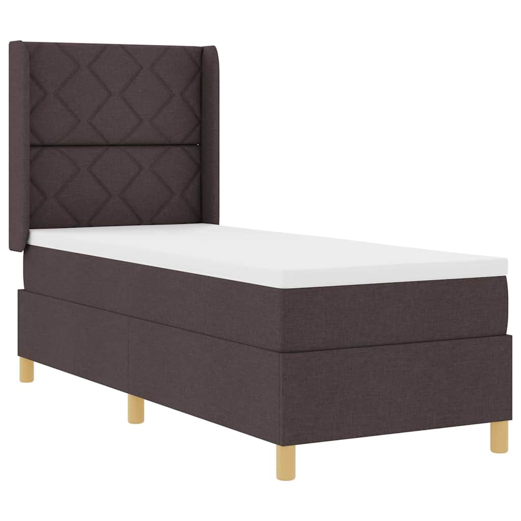 Boxspring bed with headboard Dark Brown 80 x 200 cm Fabric