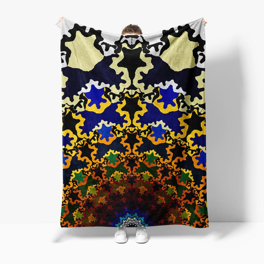 

Psychedelic Colorful Abstract Geometric Pattern Fleece Blanket Unique Decorative Throw Blanket Home Decor Gift 75x100cm
