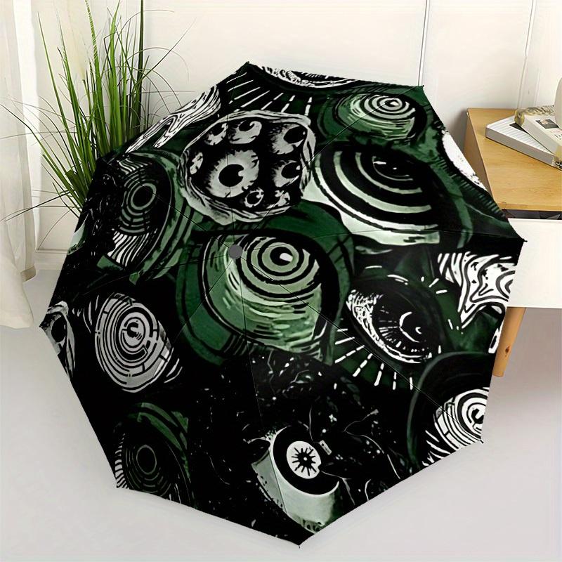1pc Eyes Pattern Automatic Open/close Folding Compact Umbrella, 8-Rib Sturdy Canopy, Lightweight Portable, Commuting Use, Gift, Outdoor Umbrella, Trav