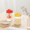Beautiful Summer Transparent Fruit High Temperature Glass Cup Cute Large Capacity Cover Straw Student Female Milk Breakfast Cup Office
