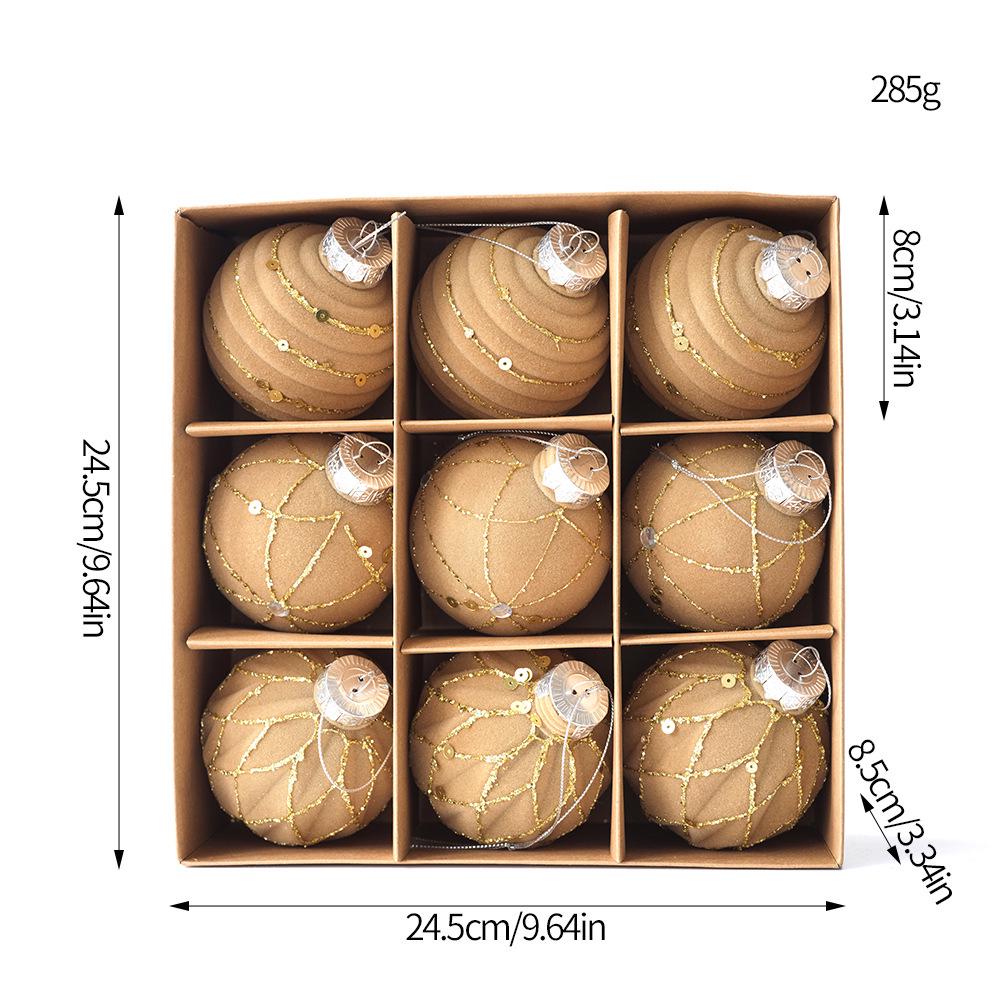 Christmas Tree Ornament Set: Nine Painted Macaron Candy Color Irregular Balls