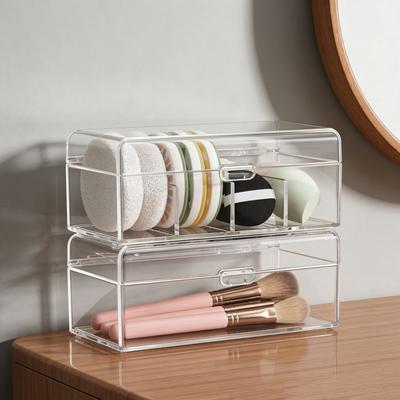 Plastic Makeup Brush Holder Clear Dust-proof Transparent Storage Box Large Capacity with Lid Hair Tie Organizer Brushes