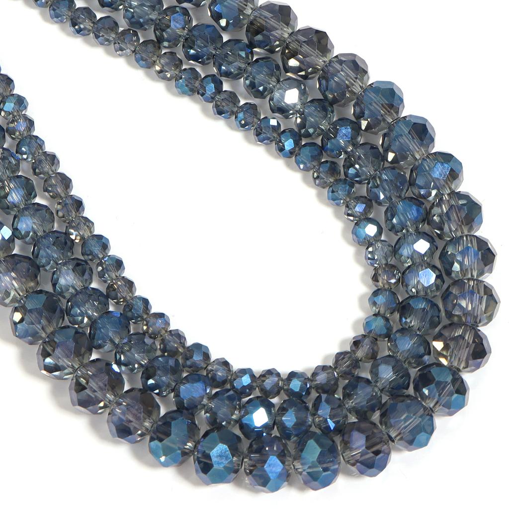 1 Strand Faceted Crystal Beads Ink Blue Glass Loose Beads For Jewelry Making DIY Crafts Bracelet Necklace Accessories 4/6/8mm