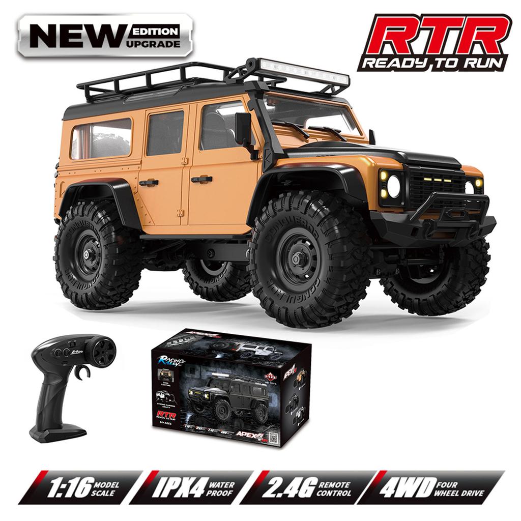 1/16 Remote Control Crawler Truck Toy 4WD All Terrain Waterproof Wireless Control Climbing Car Toy with LED Roof Light