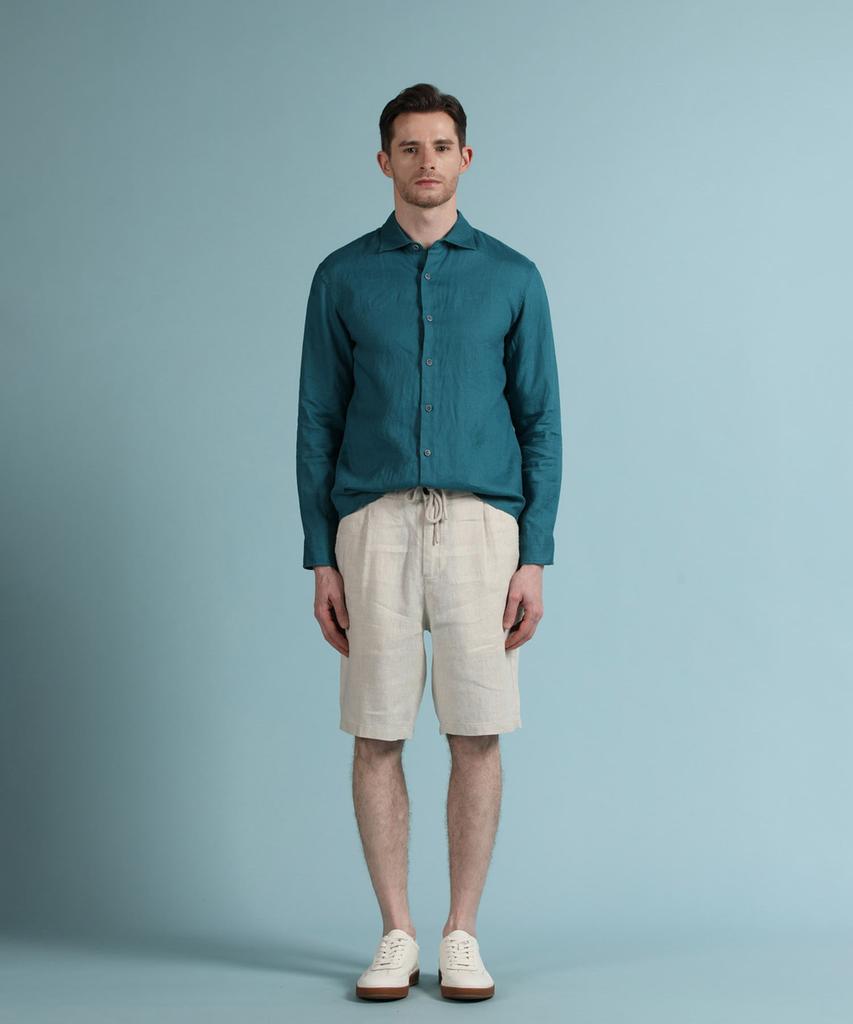 PANICALE Oatmeal Drawstring Linen Shorts (Type B)