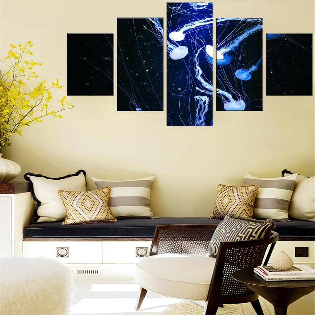 Canvas Wall Art 5 Piece Posters Marine Life Jellyfish Modular Pictures Modern Wall Mounted Decor Prints Home Room Decoration