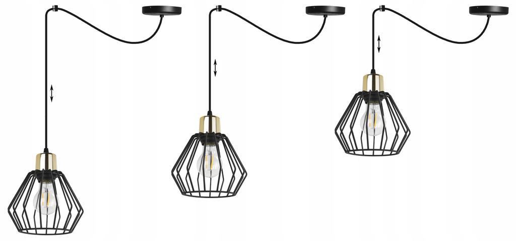 Hanging Lamp, Ceiling Chandelier, Wire Shade, Led