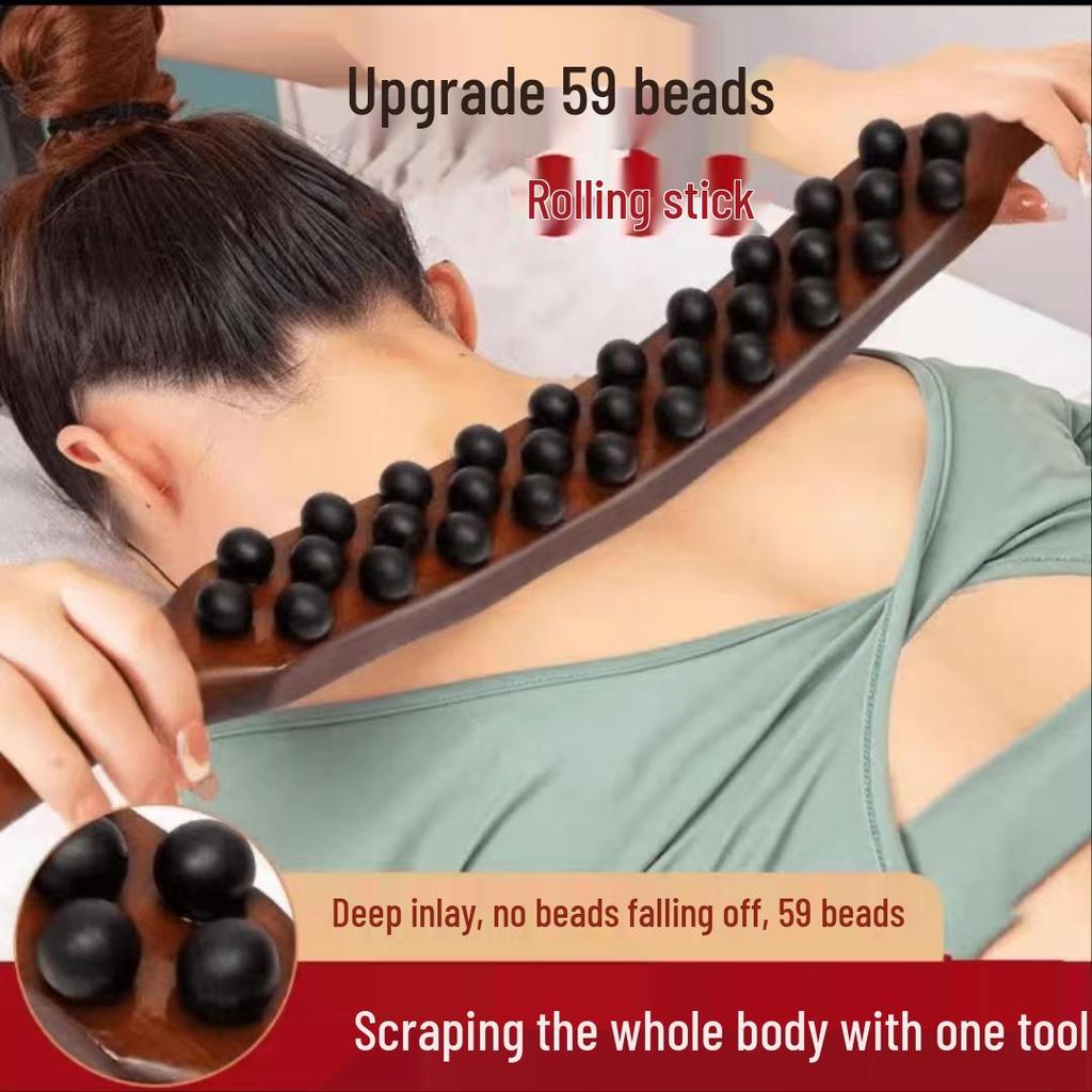 Gua Sha Three-Row Bead Muscle Roller for Full-Body Acupressure Massage - Portable, Universal Use