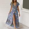 Dress Sexy V-neck Women Floral Print Summer Dress for Holiday