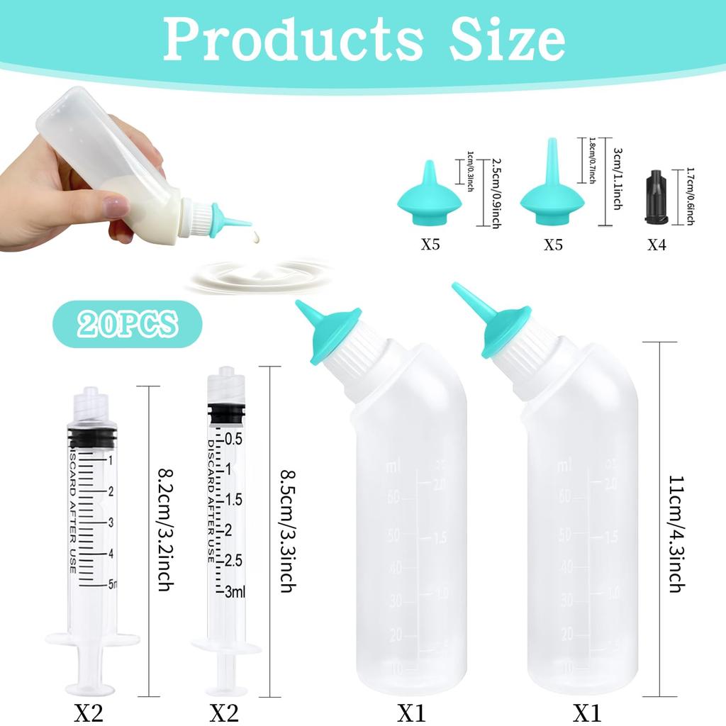 Kitten Puppies Bottles for Nursing Kit,Pet Feeder Bottle with Feeding Nipple and Syringes for All Breed of Puppies Kittens and Other Animals (Green)