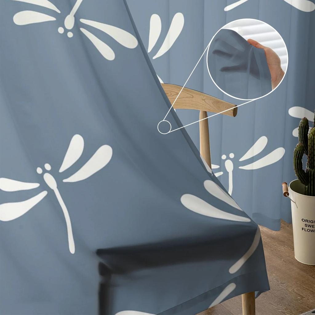 Tüllvorhänge mit Libellen-Motiv, japanische Kunst-Illustration, für Wohnzimmer, Küche, Schlafzimmer, transparenter Tüll für Café, Hotel, moderne Wohnkultur