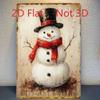 Vintage Christmas Snowman Tin Sign, Flat Aluminum 20x30cm Wall Decor for Home & Holiday