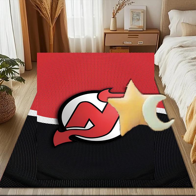 Jersey Devils Logo Floor Mat for Living Room, Game Rooms, Office, Bedroom, Office Floor Mat Playful Design, Christmas Fan Gifts