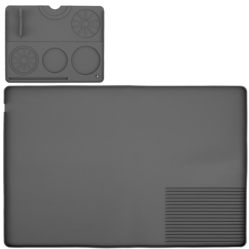 Silicone Coffee Mat Compartmental Design Coffee Bar Mat Waterproof Coffee Counter Mat with Raised Edges Reusable Coffee Maker