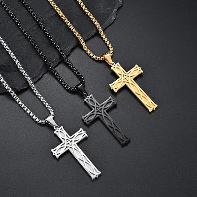 Irish Knot Cross Pendant Titanium Steel Simple Trendy Mens and Womens Cross Necklace