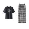 Two-Piece Women Winter Pajamas Set Big Size Plaid Long Trousers Ladies Round Neck Sleepwear Fashion Casual Home Wear Nightwear