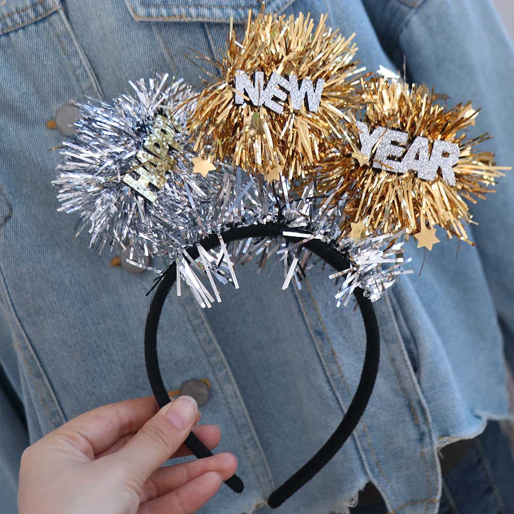 Star Sequin Happy New Year Headband Gold Silver Party Photo Props  Party Supplies