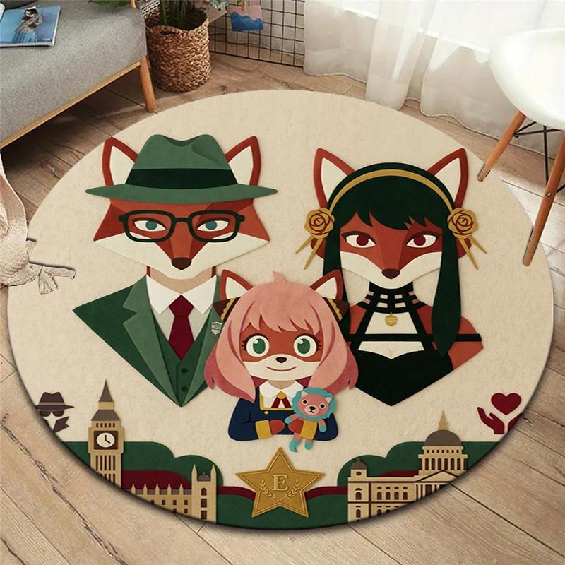 Spy Family Round Area Rug Carpet Rug For Living Room Bedroom Sofa Playroom Decor Nonslip Floor Mat