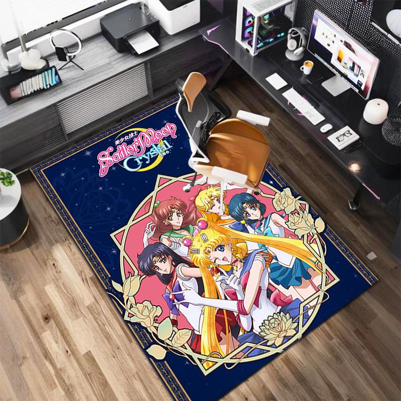 Cute Cartoon Theme Sailor Moon Tsukino Usagi Cartoon Rug Multifunctional Household Anti-slip Decorative Door Mat, Outdoor Floor Mat, and Carpet Y7