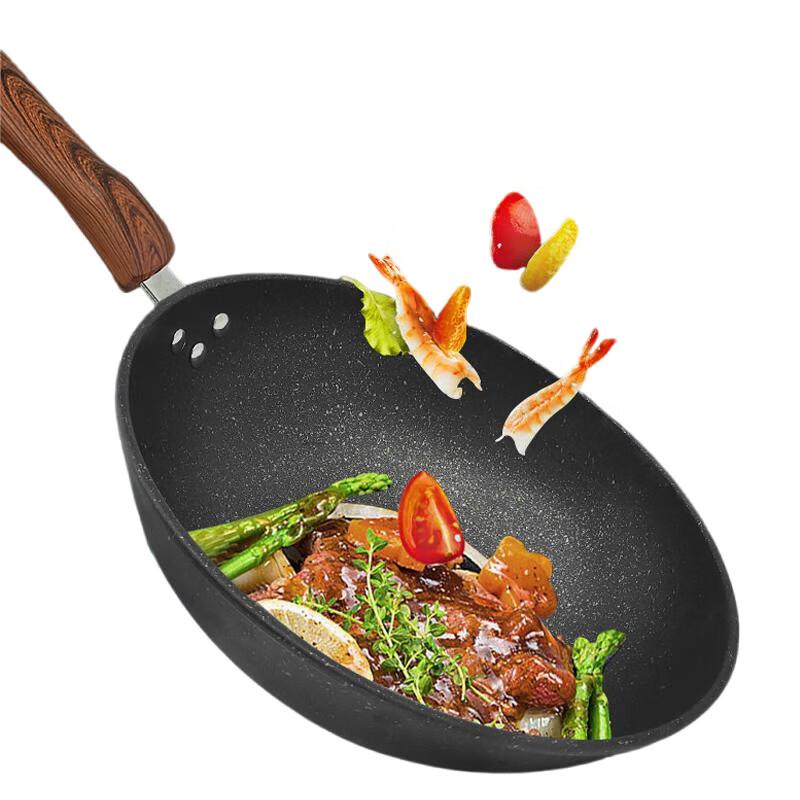 KONKA Maifan Stone Non-stick Wok with Glass Lid