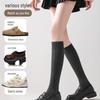 Women's Autumn Thin Pure Cotton Grey Over-the-Knee Socks - Compression & Slimming High-Top Calf Length