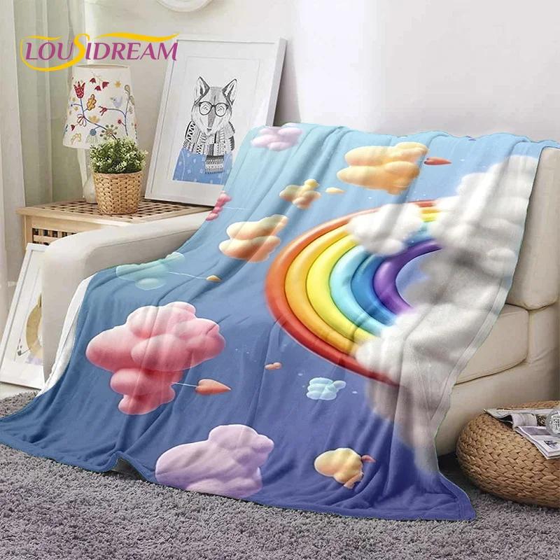 Rainbow Colour Illusion Cartoon Soft Flannel Blankets,Throw Blanket Comfortable Blanket for Picnic Beds Sofa Home Bedroom Gifts
