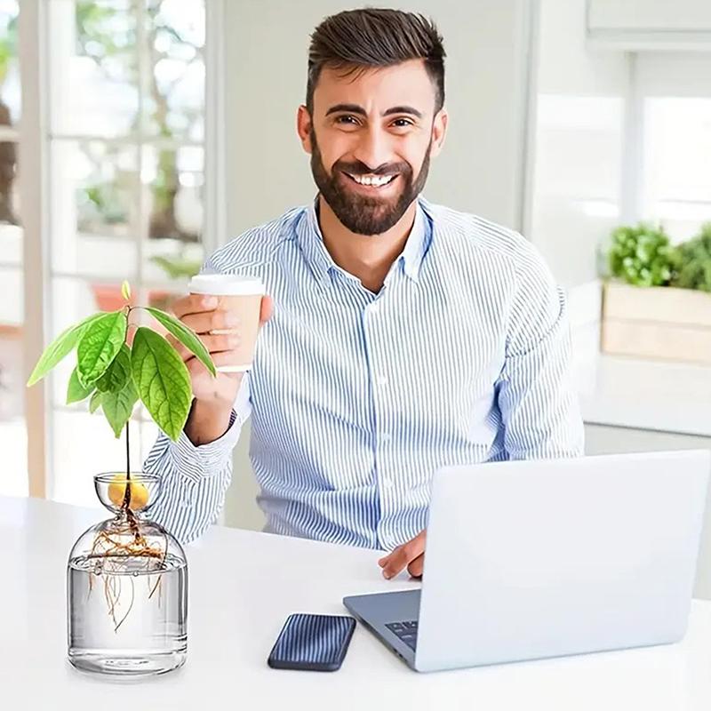 Colorful Transparent Avocado Hydroponic Vase Glass Avocado Seed Starter Vase Plant Seed Growing Kit Gardening Lovers Home Decor