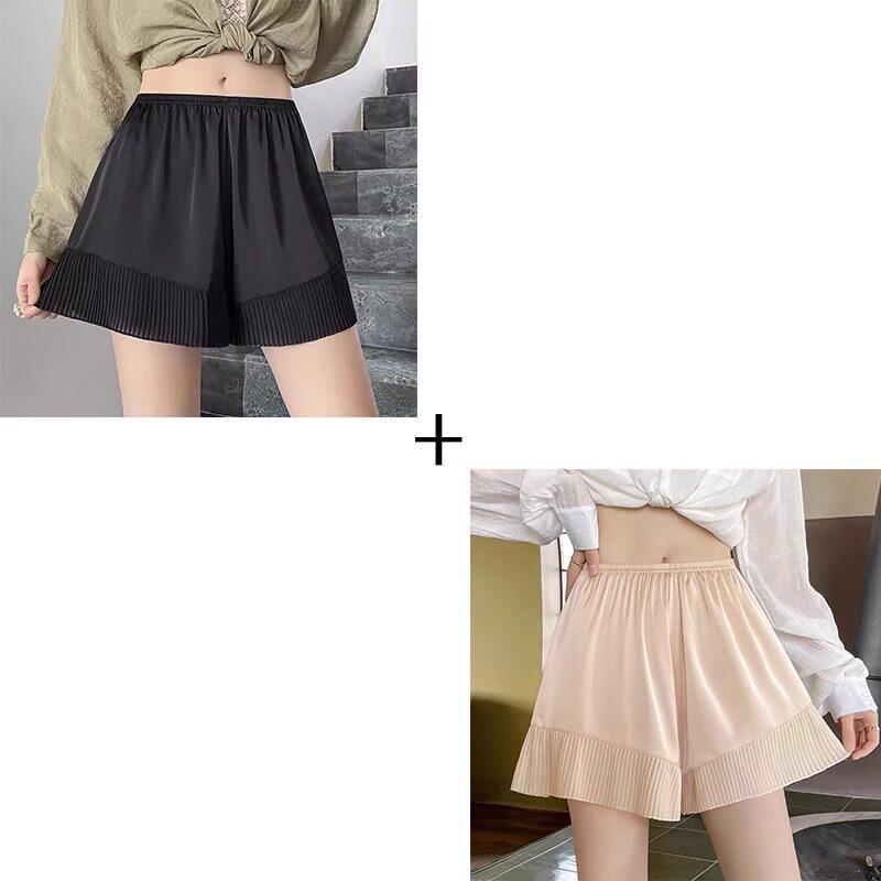 Women's Ice Silk Anti-Exposure Safety Shorts: No Curling, Wearable Outside, Thin Summer Skirt Pants, Plus Size Options