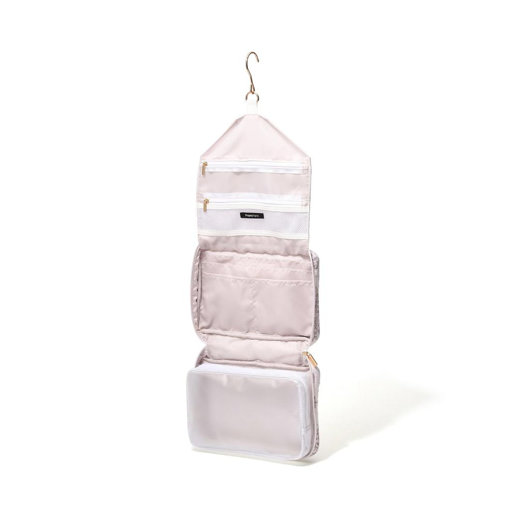 Francfranc Classic Flower Hanging Pouch, Large, Light Pink, Water-Repellent, Travel