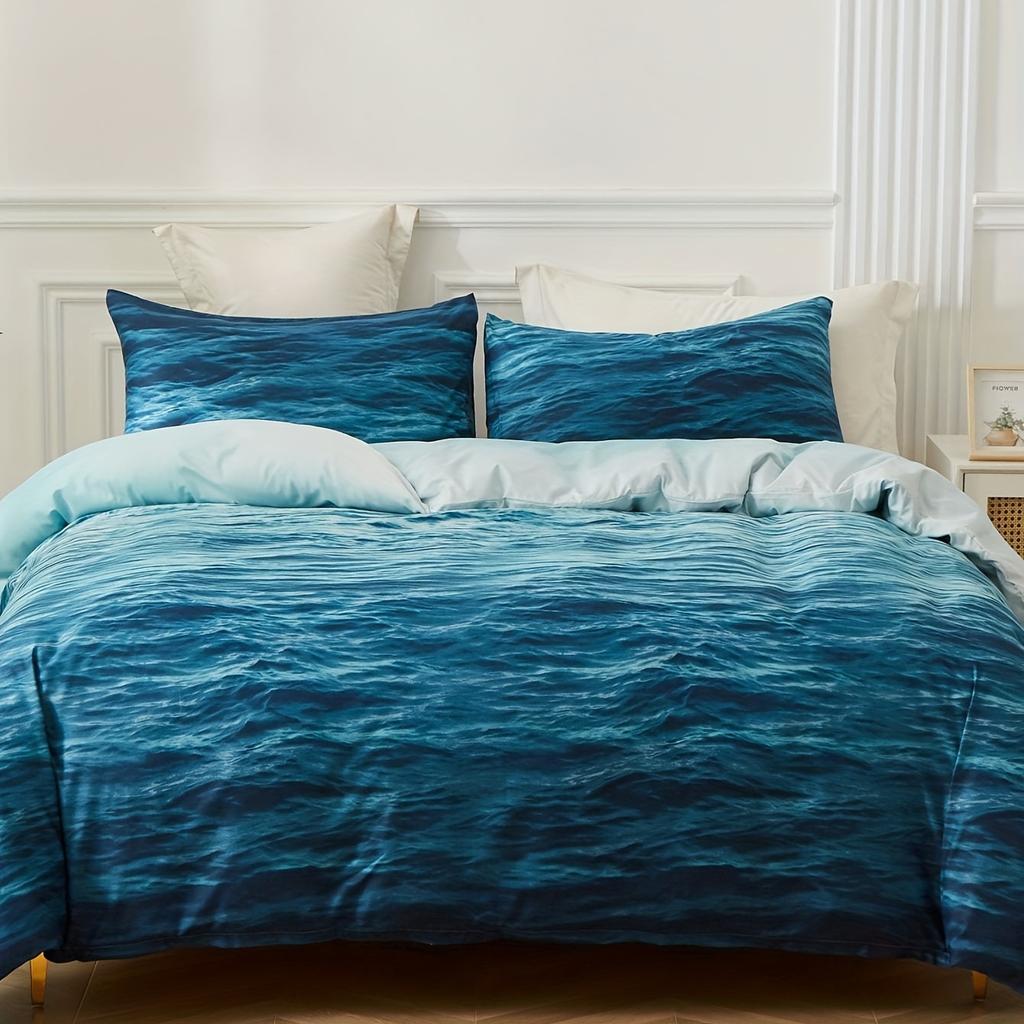 Blue Sea Surface Comforter Cover Set, Ultra Soft Bedding