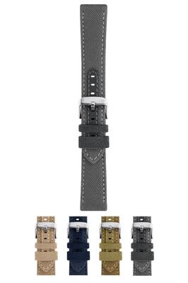 Fibra Recycled Cotton Watch Stainless Steel Save Nature Collection Strap, Gray, 22mm, Chrome-Plated Buckle,