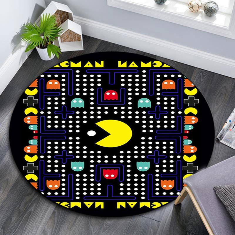 GAME Pac‑Man Pattern Round rug,Carpet Rug for Living Room Bedroom Playroom ,Non-slip Floor Mat,Holiday Gifts and Birthday Gifts.
