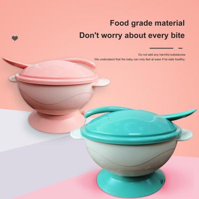 1 Set Suction Bowl with Spoon Eco-friendly Safe Long-lasting Smooth Edge Diet Training Polypropylene Suction Cup Baby Cutlery Bowl Household Supply