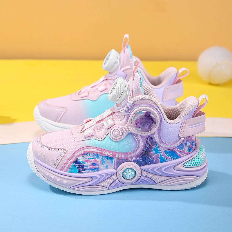 Girls' basketball shoes2026Spring new children's running training shoes, non-slip, shock-absorbing, trendy girls' sports shoes