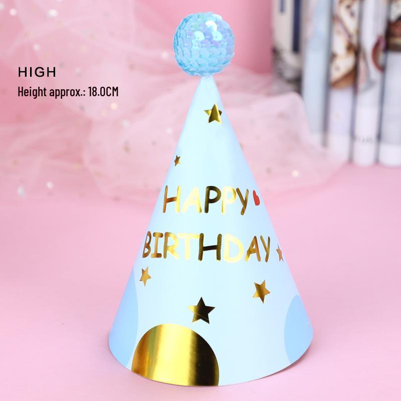 Shiny Cute Birthday Hat with Plush Ball for Party Costumes (Child & Adult)