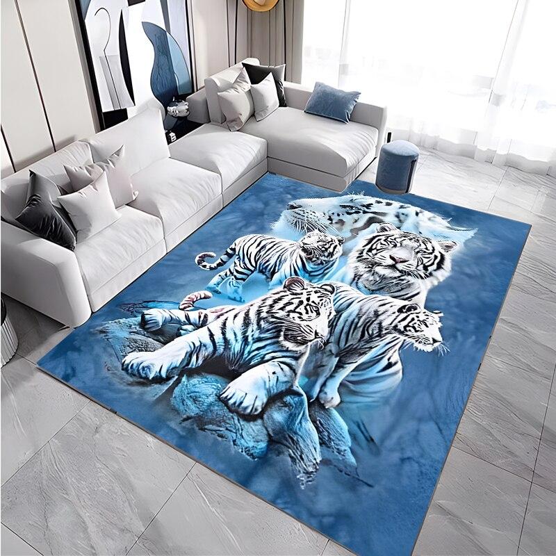 Home 3D Leopard Pattern Large Carpets for Living Room Animal Rugs Bedroom White Tiger Rug Kitchen Floor Mat